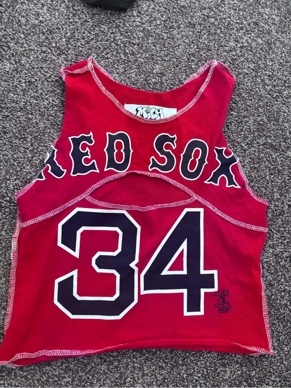 Boston Red Sox Cutoff Crop Tank with '34' Graphic